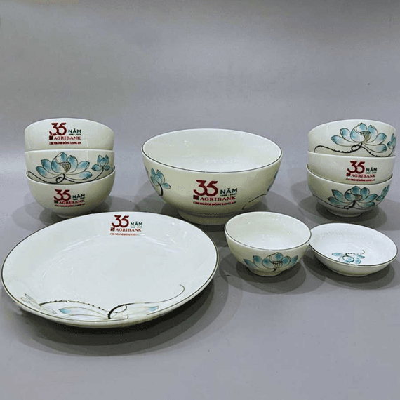 Bộ Đồ Ăn Bát Tràng Hoa Sen (Set 10 Món)