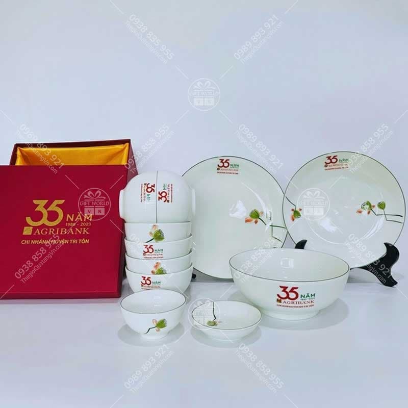 Bộ Đồ Ăn Sen Nụ Bát Tràng Set 10 Món